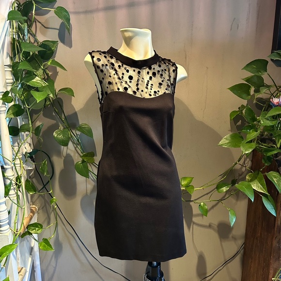 Classic Flocked Black Sheath Dress - Picture 3 of 7